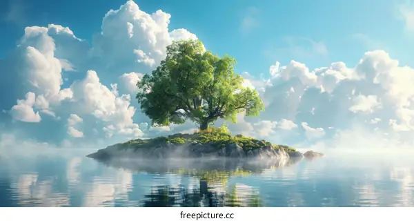 Lonely Tree on a Fantasy Island