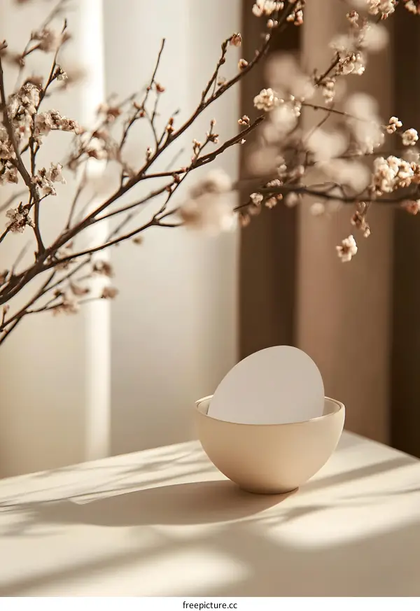 White Card Mockup in a Bowl with Dried Flowers in the Background