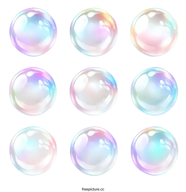 [Transparent Background PNG]Beautiful Rainbow Soap Bubbles Collection