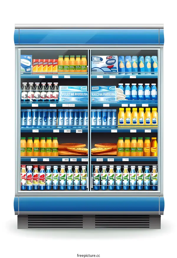 Refrigerator with Different Kinds of Drinks and Food