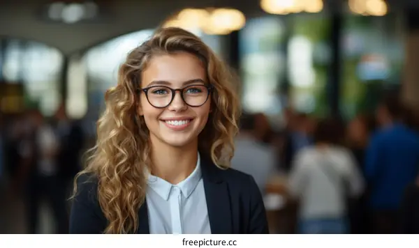 Portrait of a young businesswoman smiling in an office environment