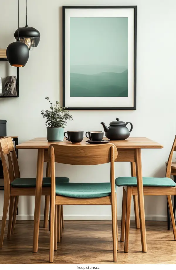 Modern Dining Room with Abstract Landscape Art