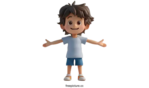 [Transparent Background PNG]3d rendering of a cute cartoon boy