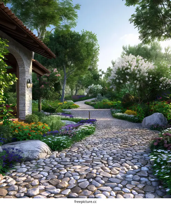 Cobblestone Garden Path
