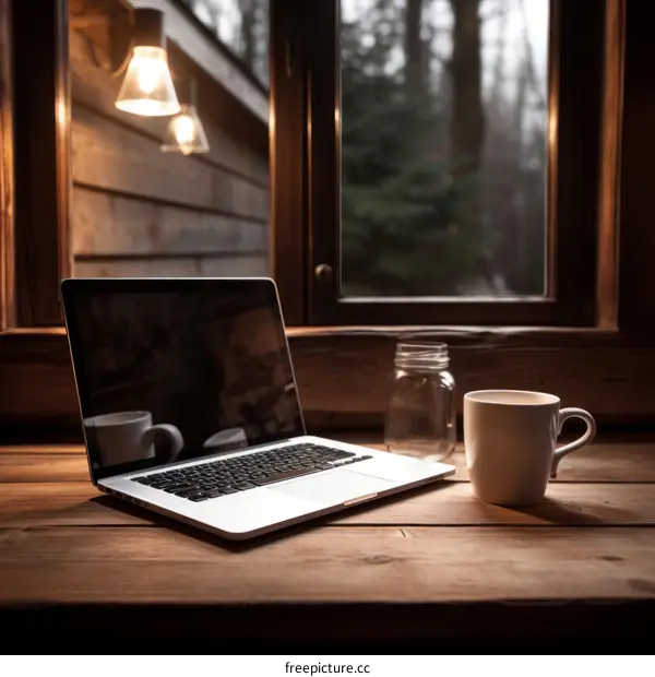 Cozy Cabin Home Office with Forest Views