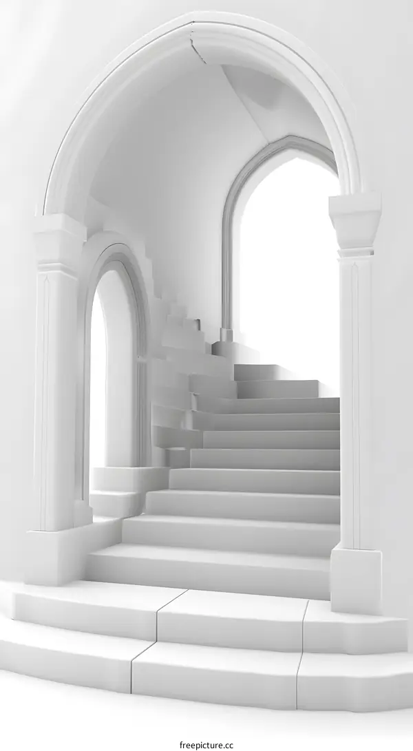 White Spiral Staircase in an Archway