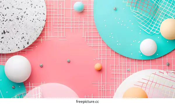 Abstract Geometric Shapes on Pink Background