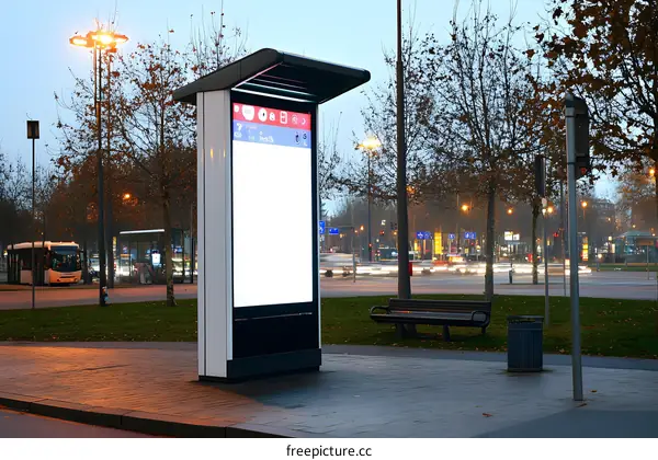 Blank Billboard on Sidewalk in City