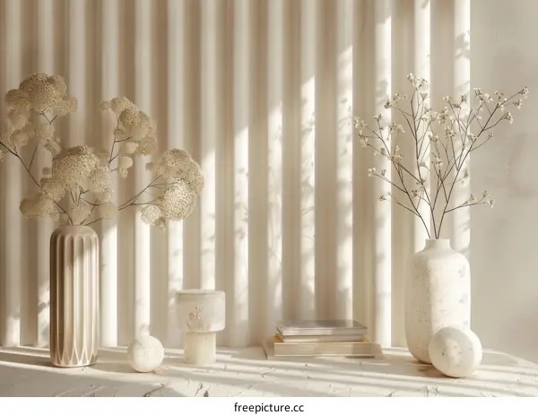 Beige Floral Still Life Arrangement