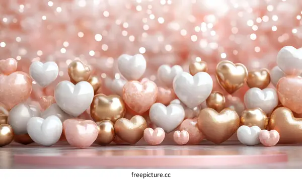 Romantic Heart Shaped Balls Background Design