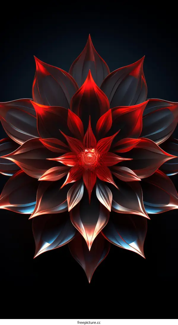 Black and Red 3D Flower