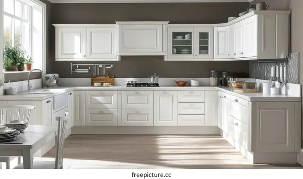 Classic White Kitchen with Natural Light
