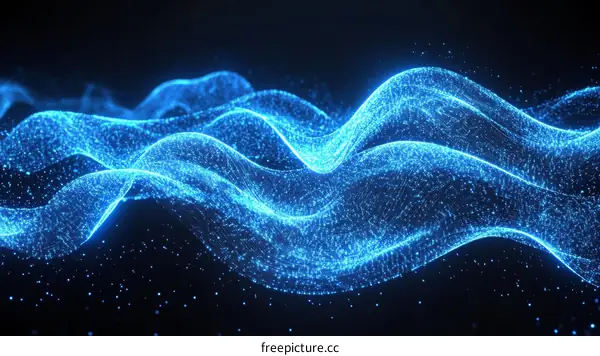 Abstract Light Blue Wave Particle Design