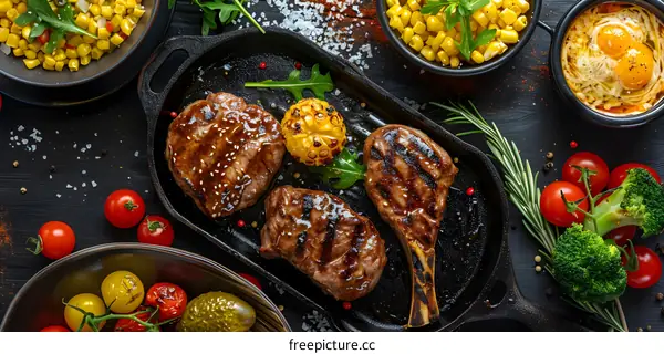Grilled lamb chops with vegetables