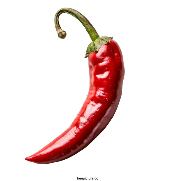 [Transparent Background PNG]Single red hot chili pepper on white background