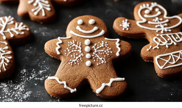 Close Up of Festive Gingerbread Cookies