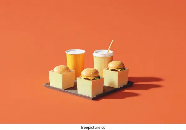 Fast Food Illustration on a Tray