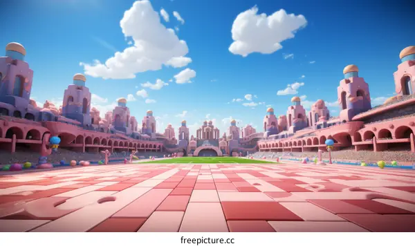 Pink and blue candy land stadium