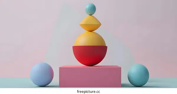 Abstract Minimalist Geometric Shapes With Pastel Colors