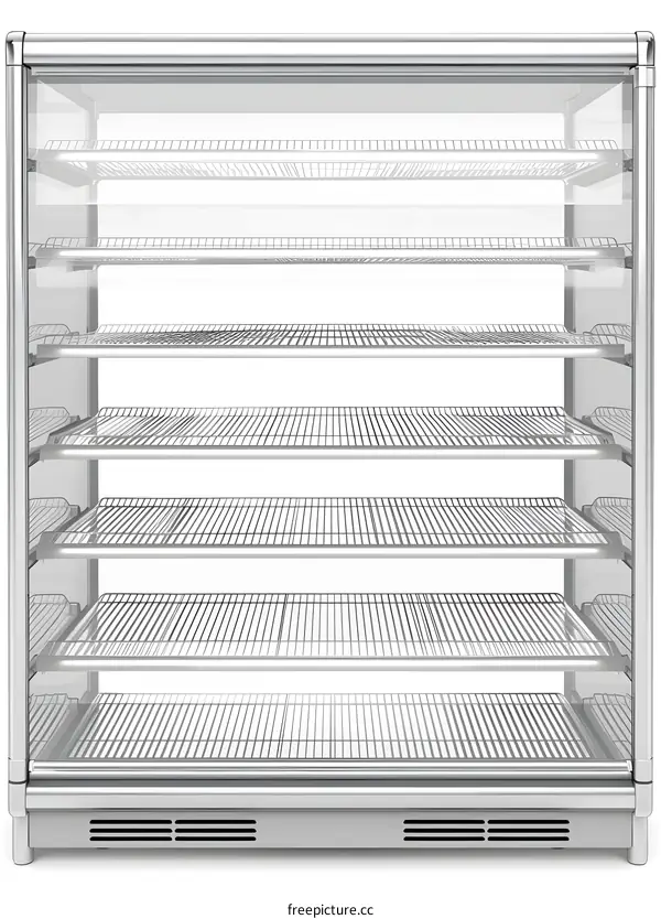 Empty Glass Display Cabinet With Six Shelves