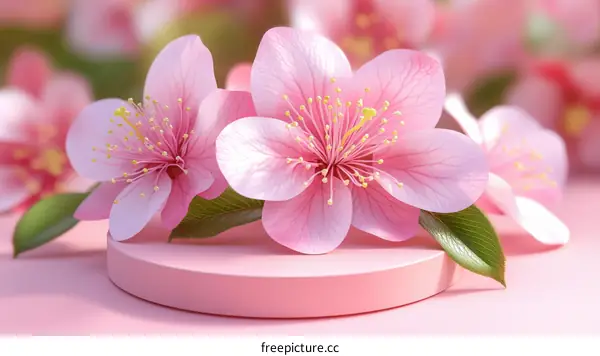 Pink Blossoms on a Pastel Pink Platform
