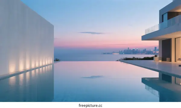 Infinity Pool Overlooking City Skyline at Sunset