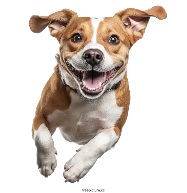 [Transparent Background PNG]Happy Dog in Mid-Air Jump