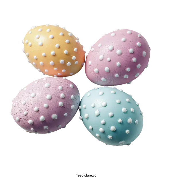 [Transparent Background PNG]Pastel Colored Easter Eggs with Polka Dots