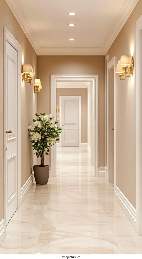 Elegant Interior Hallway with Marble Flooring