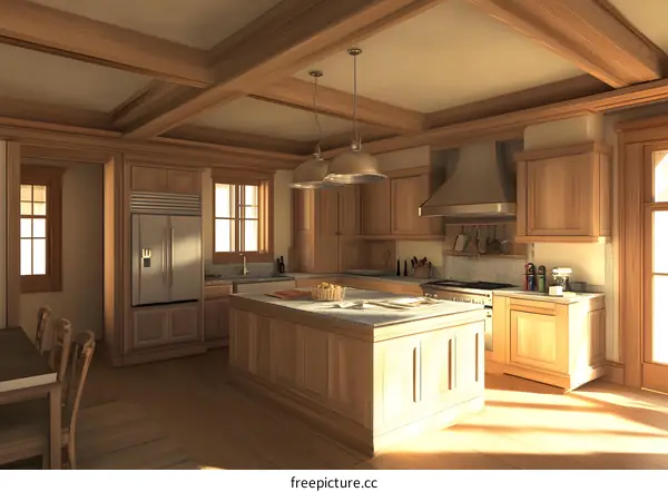 Modern Kitchen Design With Wood Cabinets and Granite Countertops