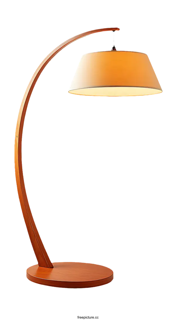 [Transparent Background PNG]Modern Wooden Floor Lamp with Beige Shade