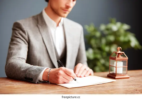 Business Man Signing Important Document