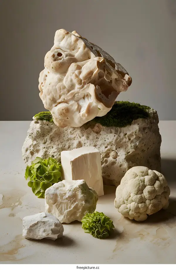 Abstract Still Life with Rocks, Moss and Green Plants