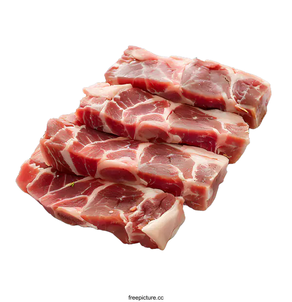 [Transparent Background PNG]Fresh raw pork ribs on a white background