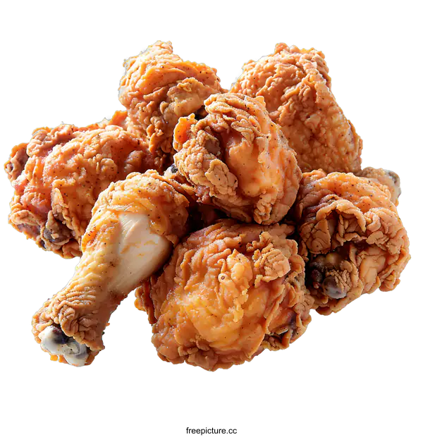 [Transparent Background PNG]Crispy Fried Chicken Pieces on White