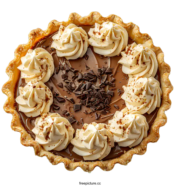 [Transparent Background PNG]Chocolate Cream Pie with Chocolate Shavings