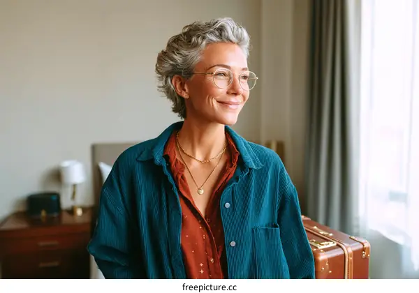 Thoughtful Woman in a Cozy Hotel Room