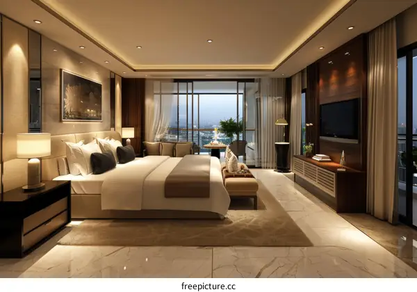 Luxury Modern Bedroom Interior Design Illustration