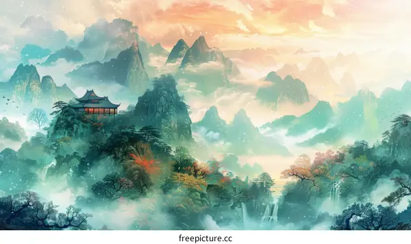 An Illustration of a Chinese Landscape Painting