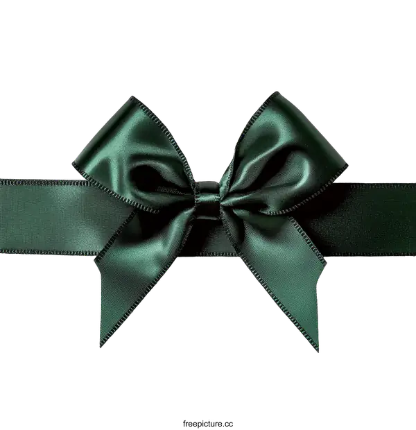 [Transparent Background PNG]Elegant Dark Green Satin Ribbon Bow