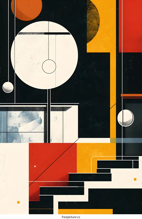 Abstract Geometric Composition with Circles and Rectangles