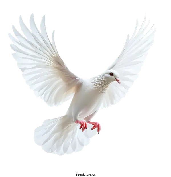 [Transparent Background PNG]White Dove in Flight Against a White Background