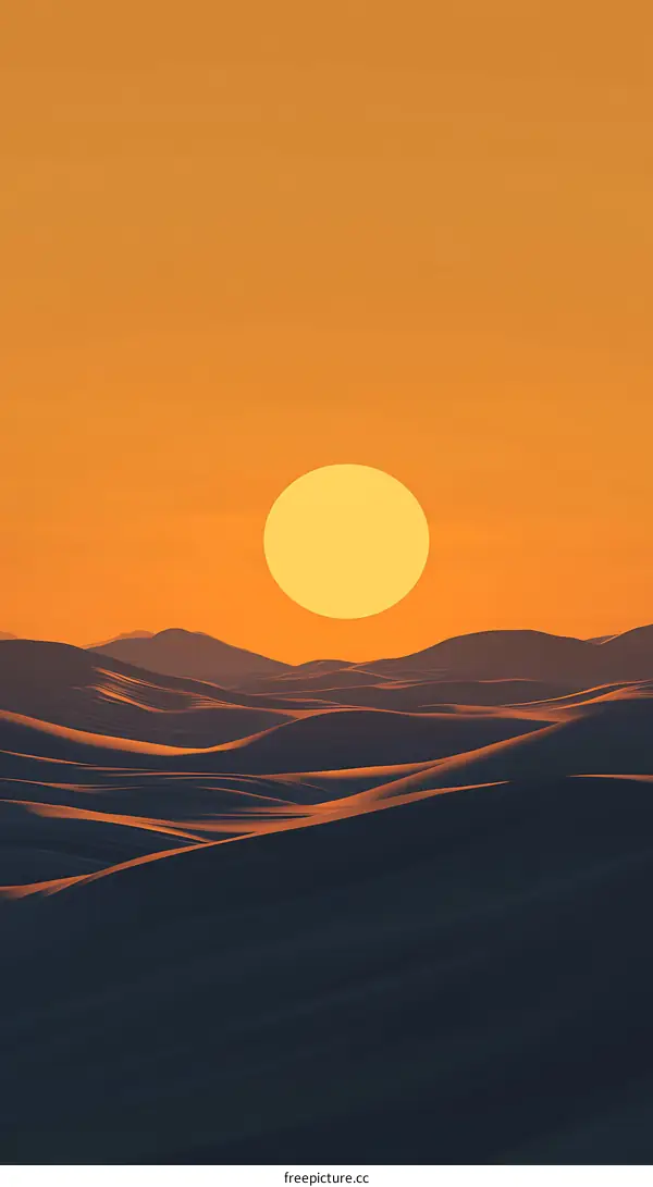 Sunset Over Desert Landscape Illustration