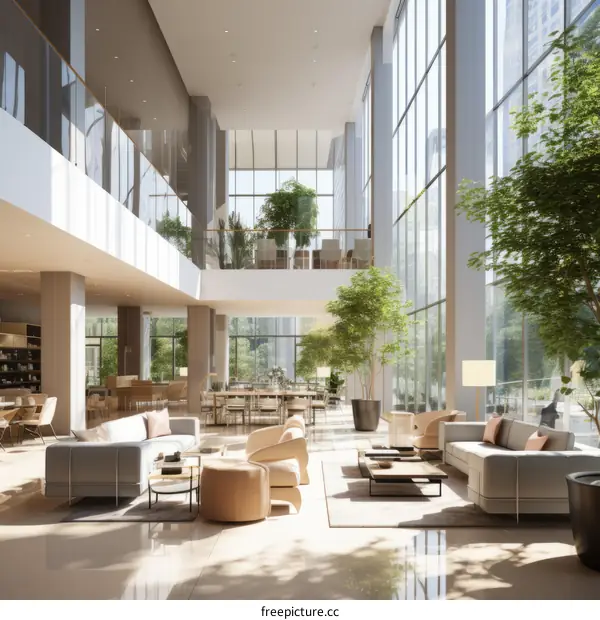 Elegant Contemporary Office Workspace with Abundant Natural Light