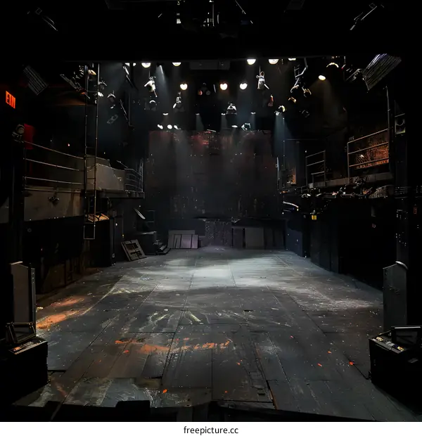 Empty Stage With Lights and Dark Background