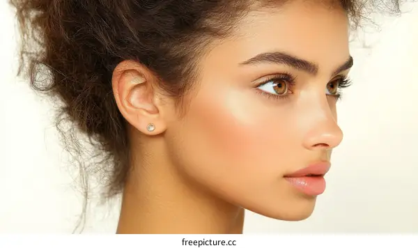 Closeup Beautiful Woman Profile Beauty Portrait