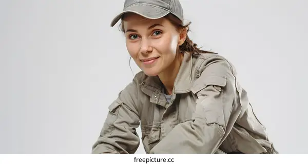 portrait of a smiling young woman in a cap