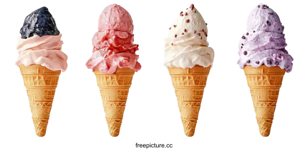 [Transparent Background PNG]Delicious Ice Cream Cones on a White Background