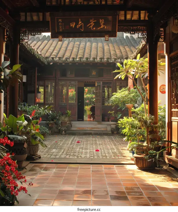 Courtyard of a traditional chinese courtyard house