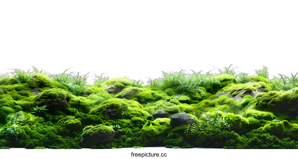 [Transparent Background PNG]Green Moss Background with White Space